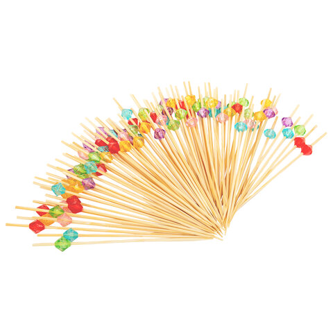 Шпажки-пики для канапе бамбуковые форма "Кристалл" цвет микс 12 см, 100 шт., BOOMHOUSE (БУМХАУС), 701970