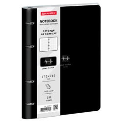 Тетрадь на кольцах А5, 175х215 мм, 120 л., под кожу, BRAUBERG VISTA, "Rhythm", 405213