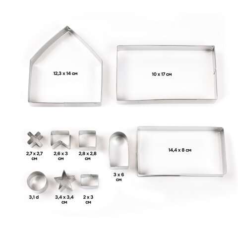 Набор вырубок для печенья, 10 деталей, "Пряничный домик", нержавеющая сталь, рецепт, ЗОЛОТАЯ СКАЗКА, 592493