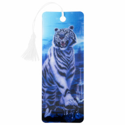 Закладка для книг с линейкой 3D-ОБЪЕМНАЯ BRAUBERG, "Белый тигр", с декоративным шнурком, 125754