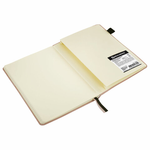 Блокнот А5 138x213 мм, BRAUBERG "Velvet", резинка, держатель, 80 л., клетка, розовый, 116242