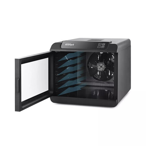 Сушилка для овощей KITFORT КТ-1905, 500 Вт, 12 поддонов, электронное управление, черная/серебристая