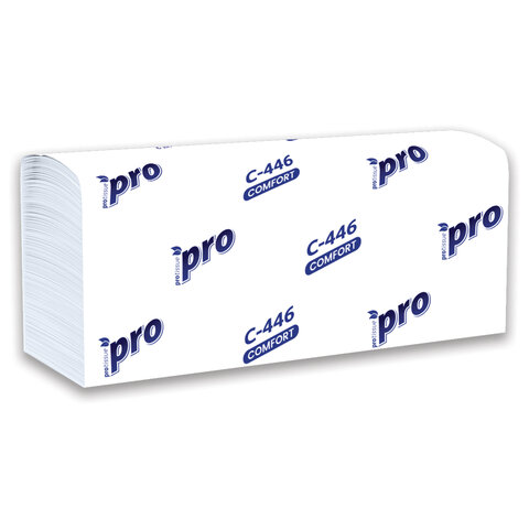 Полотенца бумажные 200 шт, PROtissue (H2) PREMIUM, 1-сл, белые, КОМПЛЕКТ 28 пач,24х21,5, Z-слож,С446
