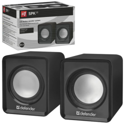 Колонки компьютерные DEFENDER SPK 22, 2.0, 2х2, 5Вт, пластик, черный, 65503