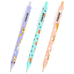 Карандаш механический 0,7 мм с принтом FUNSTER "CORGI", корпус soft-touch ассорти, 182060