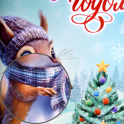 Наклейка для окон двусторонняя, 30х38 см "Белочка", глиттер, серебро, ЗОЛОТАЯ СКАЗКА, 592576