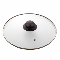 Крышка стеклянная 26 см с пароотводом, жаропрочное стекло, нержавеющая сталь ободка, SCOVO "Classic", KC-226