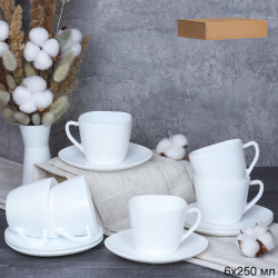 Чайный набор 12 предметов 250 мл белый квадратная форма GRAY-FXB220-12 WHITE (уп 8)