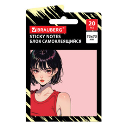 Блок самоклеящийся (стикеры) BRAUBERG ANIME, 73х73 мм, 20 листов, 116707