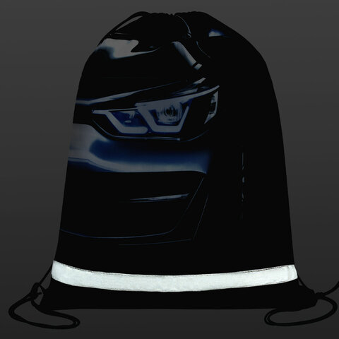 Мешок для обуви BRAUBERG KIDS, светоотражающая полоса, 46х36 см, "Dark car", 273439