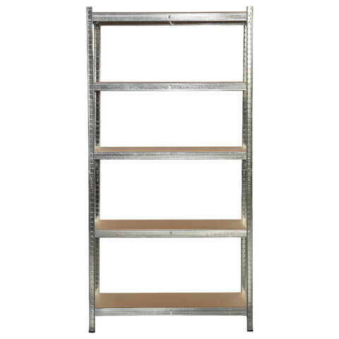 Стеллаж металлический BOOMHOUSE (БУМХАУС) безболтовой, 2000x1000x500 мм, 5 полок МДФ, серебристый, 291415