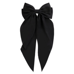 Заколка для волос баретте 25x41 см, с бантом и широкими хвостиками, чёрный, MONTE VITA (МОНТЕ ВИТА), 457112