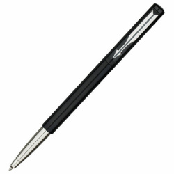 Ручка-роллер PARKER "Vector Black", корпус черный лак, детали из нержавеющей стали, синяя, S0319630