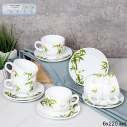 Чайный набор 12 предметов 220 мл / CB210/HP55 (6773) /уп 8/ Бамбук с орхидеей