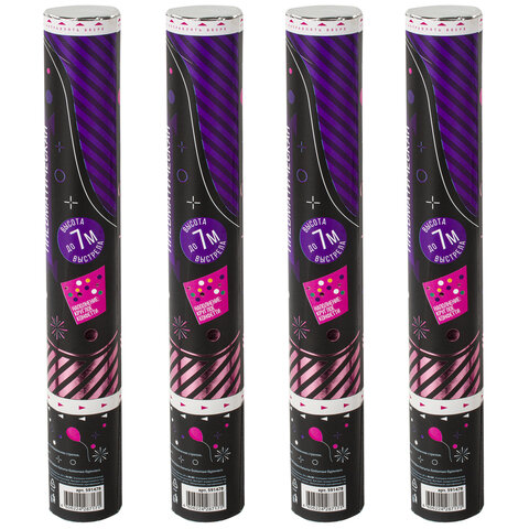 Хлопушка пневматическая 30 см "Круги", 3+1 шт. В ПОДАРОК, фольга разноцветная, ЗОЛОТАЯ СКАЗКА, 592083