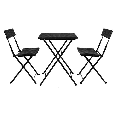 Комплект складной мебели (стол и 2 стула) NOSTRESS "Wicker FS-020", металл черный, искусственный ротанг, 680061