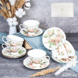 Чайный набор 12 предметов 250 мл на ножке / RS/12-FY253003 /уп 8/