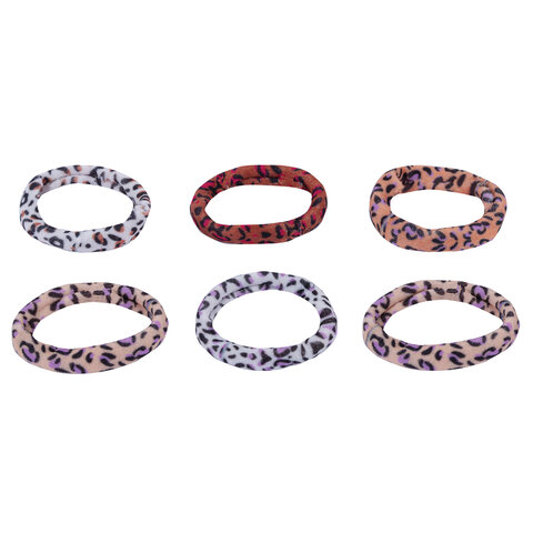 Резинки для волос НАБОР 6 шт., мягкие, средние, с принтом, MONTE VITA (МОНТЕ ВИТА), 457070