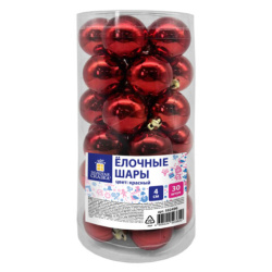 Шары ёлочные 30 шт, 4 см, "Solid Color", пластик, КРАСНЫЕ, глянец, ЗОЛОТАЯ СКАЗКА, 592496
