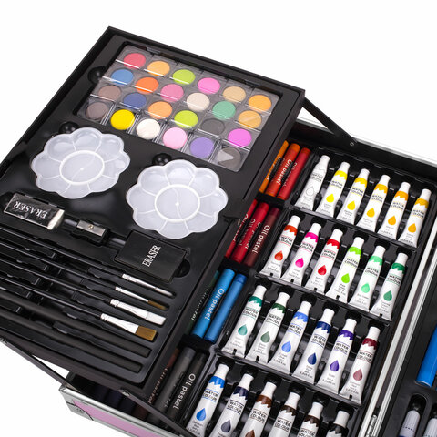 Набор ЮНОГО ХУДОЖНИКА "ЕДИНОРОГ" для рисования и творчества в кейсе ЮНЛАНДИЯ, 165 предметов, 665670