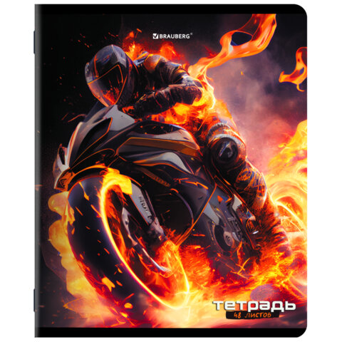 Тетради ДЭК А5 48 л. КОМПЛЕКТ 5 шт. BRAUBERG, скоба, клетка, глянцевый лак, "SPORTS", 404934