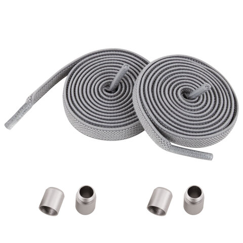 Шнурки плоские эластичные СЕРЫЕ длина 100 см, ширина 8 мм, 2 капсулы, цвет серый, SHEGRA, 701710