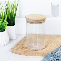Банка круглая для сыпучих бамбуковая крышка d-65/100 мм Вертикаль 300 мл / 7174 /уп 160/