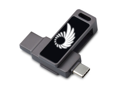 USB3.0/ Type-C флешка 2в1 на 64 ГБ «Спинлайт» с подсветкой, Цвет темно-серый