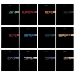 Тетради предметные, КОМПЛЕКТ 12 ПРЕДМЕТОВ, 48 л., обложка картон, BRAUBERG "КЛАССИКА BLACK", 405162