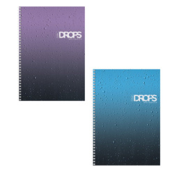 Тетрадь А4 80 л., HATBER, гребень, клетка, глянцевая ламинация, "Drops" (микс в спайке), 088870, 80Т4лВ1гр