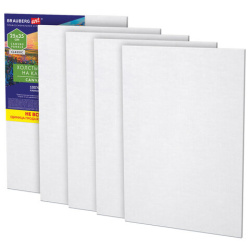 Холсты на картоне НАБОР 5 штук (25х35 см), хлопок, 280 г/м2, грунт, BRAUBERG ART CLASSIC, 192653