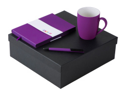 Подарочный набор «COLOR IT» с блокнотом, ручкой и кружкой, Размер гибкая обложка, Цвет фиолетовый