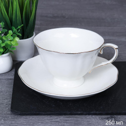 Чайная пара 2 предмета 250 мл на ножке / RS/2-FY203005/FY196003 Grey отводка золотом