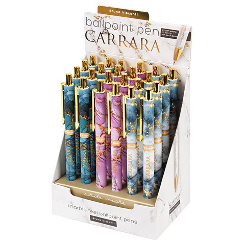 Ручка шариковая автоматическая BRUNO VISCONTI "Carrara Bright", СИНЯЯ, ассорти, 0,38 мм, 20-0281/62