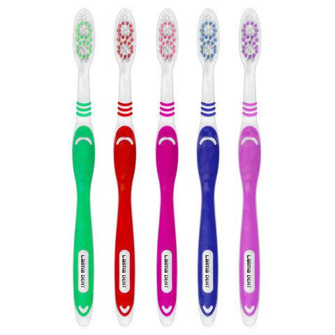 Зубная щетка средней жесткости, КОМПЛЕКТ 10 шт., LAIMA DENT, 609311