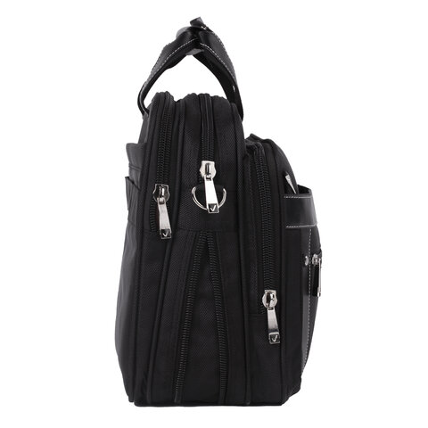 Сумка портфель BRAUBERG CARBON с отделением для ноутбука 15-16", 2 отделения, черная, 31х41х13 см, 240509