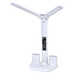 Настольная лампа-светильник беспроводная SONNEN PT-203, органайзер, дисплей, 7 в 1, LED 7 Вт, белый, 238497