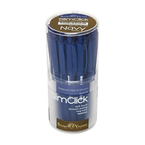 Ручка шариковая автоматическая BRUNO VISCONTI "SlimClick NAVY", СИНЯЯ, линия 0,4 мм, 20-0419