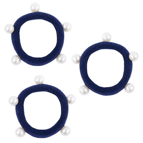 Резинки для волос НАБОР 3 шт., мягкие, средние, с бусинами, АССОРТИ, MONTE VITA, 457052