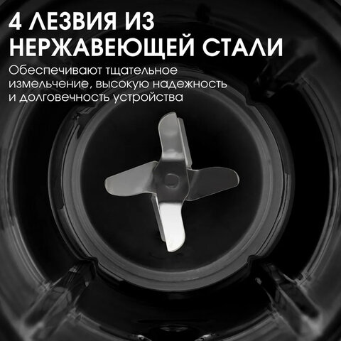 Блендер стационарный BQ (БИ-КЬЮ) SB1008, 1000 Вт, 2 скорости, чаша 1,5 л, пластик, черный/белый, 86192480