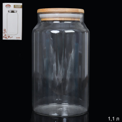 Банка для сыпучих бамбуковая крышка 1100 мл Прямая / LCSC3614 /уп 30/