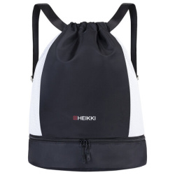 Рюкзак спортивный мешок HEIKKI ACTION (ХЕЙКИ) с отделением для обуви, вентилируемые стенки, 45х34 см, "Total black", 273455