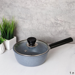 Ковш 1 л с крышкой ручка бакелит а/п покрытие Гранит / RSD-60/R-210 /уп 24/ 0,33/ 17*6,5 см