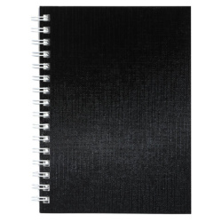 Блокнот МАЛЫЙ ФОРМАТ А6, 80 л., гребень, бумвинил "METALLIC", клетка, HATBER, черный, 086310, 80ЗК6бвВ1гр