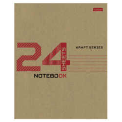 Тетрадь 24л. HATBER клетка, обложка картон КРАФТ, 077661, 24Т5В1_28075
