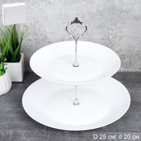 Ваза для фруктов 2-х ярусная Евро Дэй белая / FLYGP80/LPP100 /уп 12/