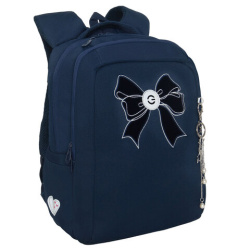Рюкзак GRIZZLY школьный, анатомическая спинка, 2 отделения, для девочек, "VELVET BOW", 39х26х17 см, RG-566-5/2