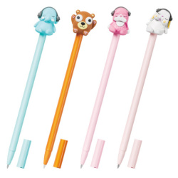 Ручка с топпером шариковая масляная FUNSTER (ФАНСТЕР) "TOPPER MIX", СИНЯЯ, корпус ассорти, пишущий узел 0,7 мм, линия письма 0,35 мм, 144368