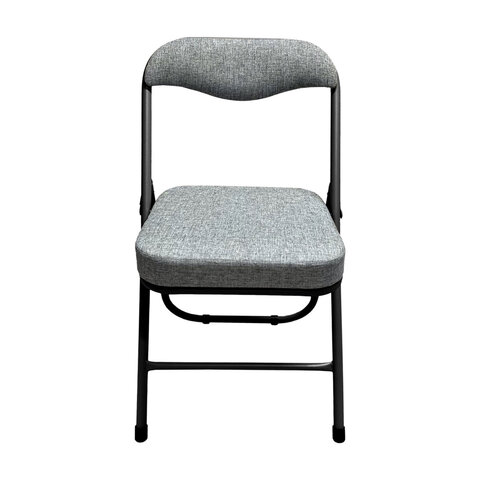 Стул складной для дома и офиса РС04К комфорт, черный каркас, рогожка светло-серая