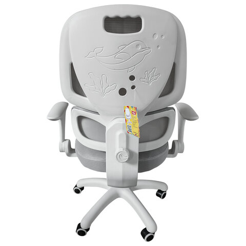 Кресло детское с поясничной поддержкой BRABIX KIDS "MG-225", сетка/ткань TW, серое, 533318